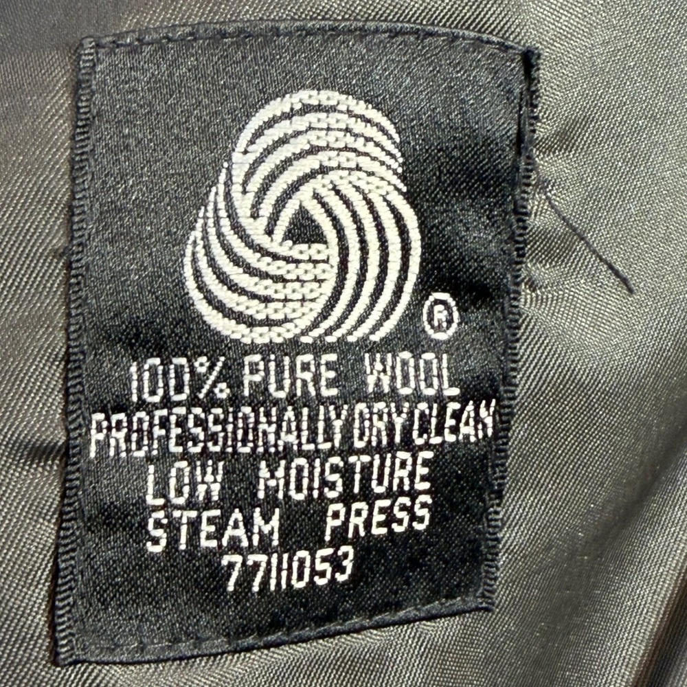 Vintage Wool Jacket‎ – 46 Gray Herringbone Tweed Leather Buttons - Picture 9 of 13